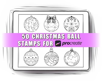 50 クリスマス ボール Procreate スタンプ ブラシ | Procreate クリスマス | Procreate 冬 | クリスマス スタンプ | クリスマス ブラシ | Procreate 冬