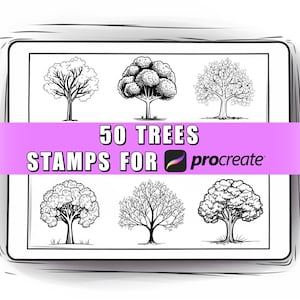 50 pinceaux pour tampons Procreate Tree | Paysage de procréation | Forêt de procréation | Timbre botanique | Timbres d'arbre | Nature procréer | Timbre d'automne