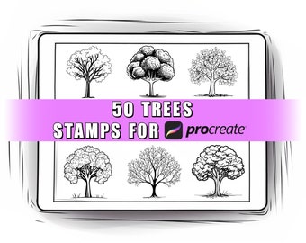 50 Baum Procreate Stempel Pinsel | Procreate Landschaft | Procreate Wald | Botanische Stempel | Baum Stempel | Natur Procreate | Herbst Stempel