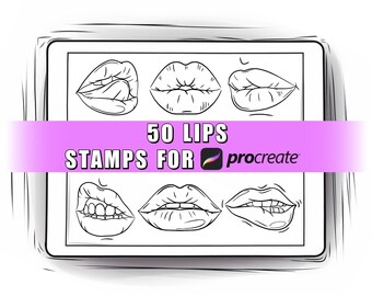 50 個の唇 Procreate スタンプ | 唇ブラシ | Procreate 唇 | Procreate 口 | Procreate スマイル | Procreate バレンタインデー | 唇のスケッチ