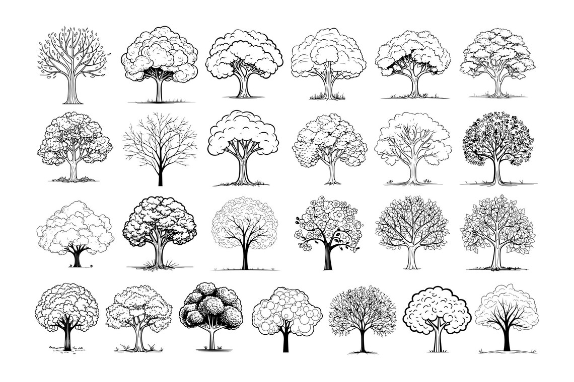 50 Tree Procreate Stamps Brushes | Procreate Landscape | Procreate ...