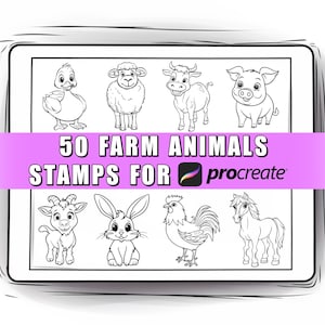 50 Farm Animals Procreate Stamps Brushes | Procreate Animals | Procreate Farm | Cute Animals | Animals Stamps | Farm Stamps | Farm Brushes