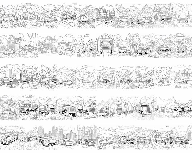 50 Cars Coloring Pages for Kids Car Coloring Pages Kids - Etsy
