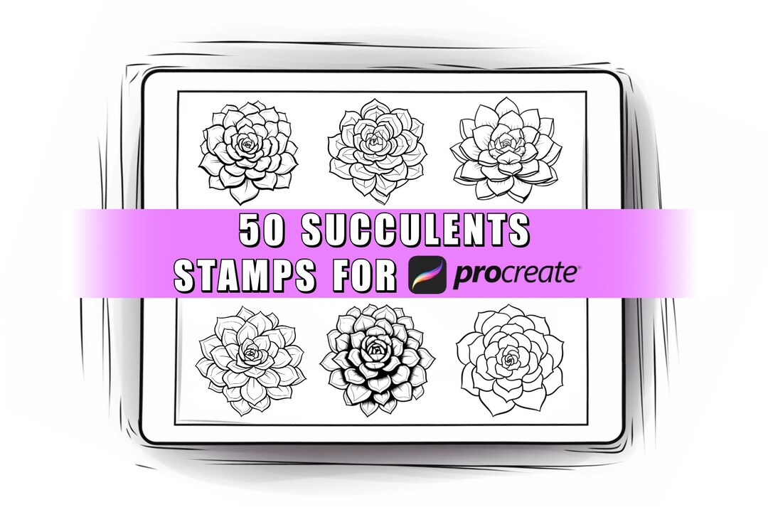 50 Succulent Procreate Stamps: Botanical Brush Set (digital Download ...