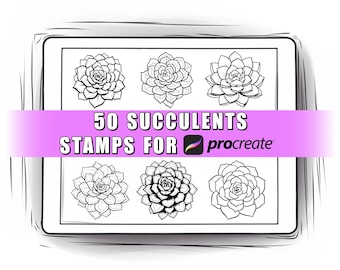 50 sellos de suculentas para Procreate: Set de pinceles botánicos (descarga digital)