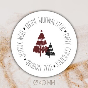 Sticker vrolijk kerstfeest gelukkig kerstfeest feliz navidad joyeux noël Ø 4 cm || verpakking | geschenk | plakker | Bedankt | Volgorde