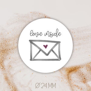 Pegatina amor interior Ø2,4 cm [=24 mm] || embalaje | regalo | etiquetas | pegatinas | amor | hecho a mano | gracias | órdenes