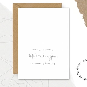 Karte stay strong, believe in you, never give up || Karte | Postkarte | Geschenk | Freundin | Worte | Lieblingsmensch | Herzensmensch | love