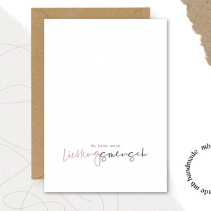 Carte tu es ma personne préférée || carte | Carte postale | Cadeau | Merci | petite amie | Amour | personne préférée | personne de coeur | fête des Mères
