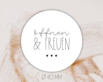 Sticker open & rejoice Ø 4 cm [=40 mm] || packaging | gift | labels | stickers | thank you | thank you | orders | birthday