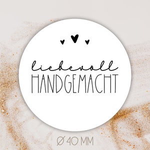 Pegatina hecha a mano con cariño Ø 4 cm [=40 mm] || embalaje | regalo | etiquetas | pegatinas | Gracias | Amor | hecho a mano | órdenes