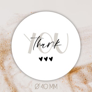 Pegatina gracias corazones Ø 4 cm [=40 mm] || embalaje | regalo | etiquetas | pegatinas | Gracias | muchas gracias | gracias | órdenes