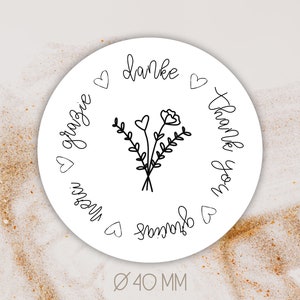 Pegatina gracias Ø 4 cm [=40 mm] || Embalaje | Regalo | Etiquetas | Pegatinas | gracias | Amor | muchas gracias | Pedidos | gracias