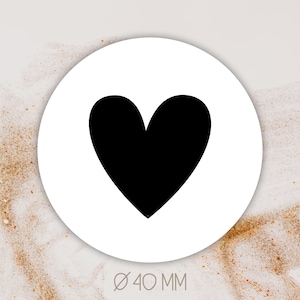 Autocollant coeur noir Ø 4 cm [=40 mm] || emballage | cadeau | étiquettes | autocollants | coeur | Amour | Merci beaucoup | Merci | ordres