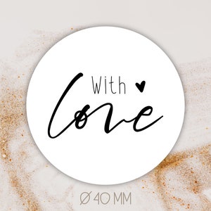 Aufkleber with love Herz Ø 4cm [=40mm] || Verpackung | Geschenk | Herzen | Sticker | Dankeschön | rund | groß | Bestellung | Dankesticker