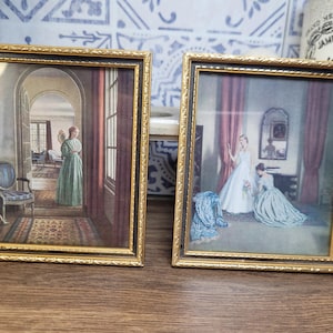Sweet Pair of Vintage Prints, Wall Decor, LC Taylor Artwork, Vintage Frames