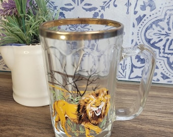 Vintage Löwen-Themen Bierkrug, Glas Barware, Löwen-Thema Geschenk, Vintage Getränke Glas