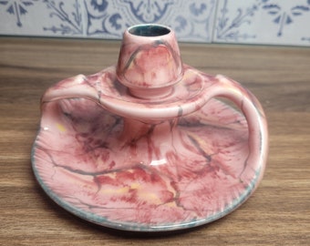 Vintage Wardle Pottery Pink Marbled Candlestick,  Vintage Pottery,  Candlestick Holder