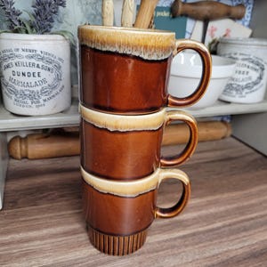 Vintage Drip Glaze Brown Japan Mugs, Retro Kitchen, Mug Gift, Japanese Coffee Mugs