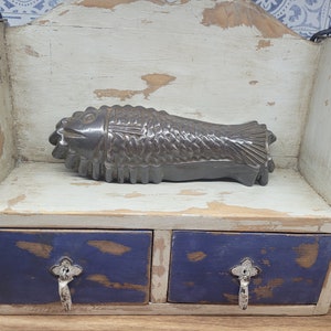 Antike West Deutsche Fischform Dose Metall Terrine Lachsmousse Form Geleeform Schokoladenform