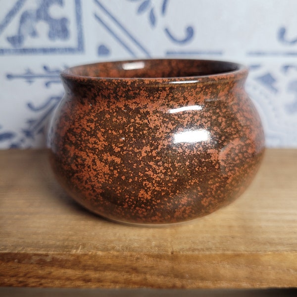 bol vintage Studio Pottery, poterie à glaçure brune mouchetée, poterie HassHouse, cadeau
