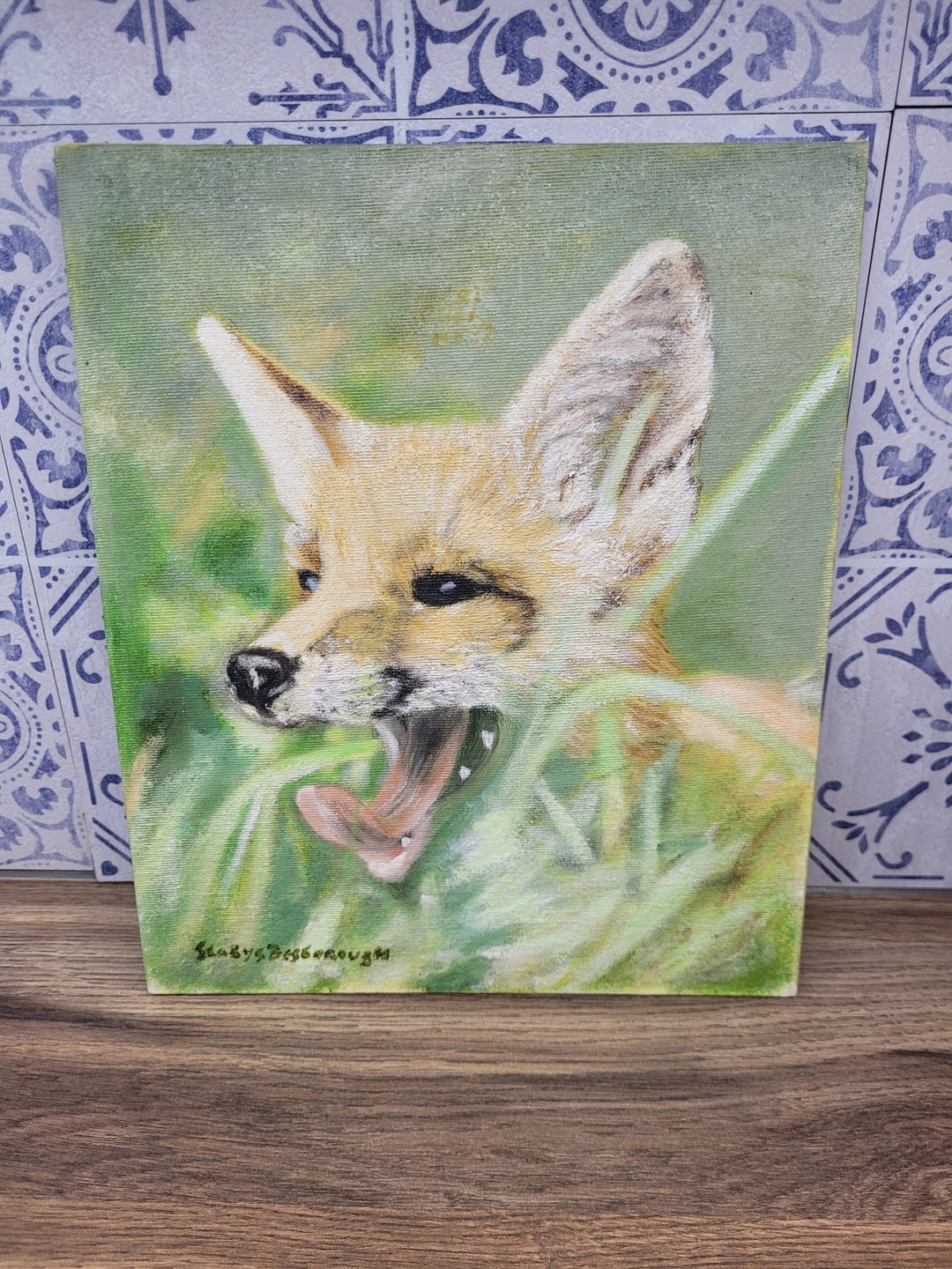 Original Fox Painting on Board Fox Art Wall Decor Etsy
