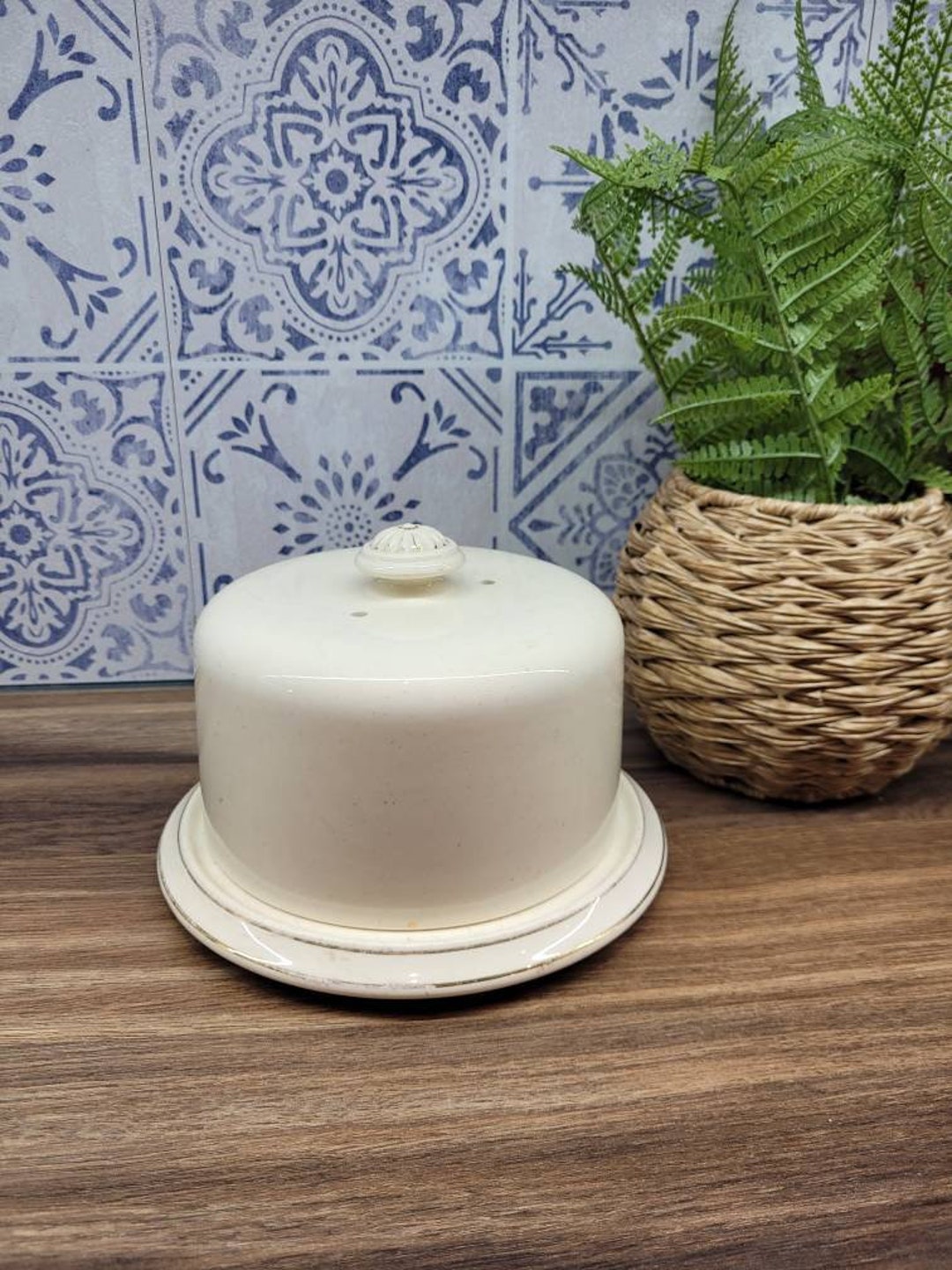 Vintage White Ceramic Cheese Dome Vintage Kitchen Decor Etsy