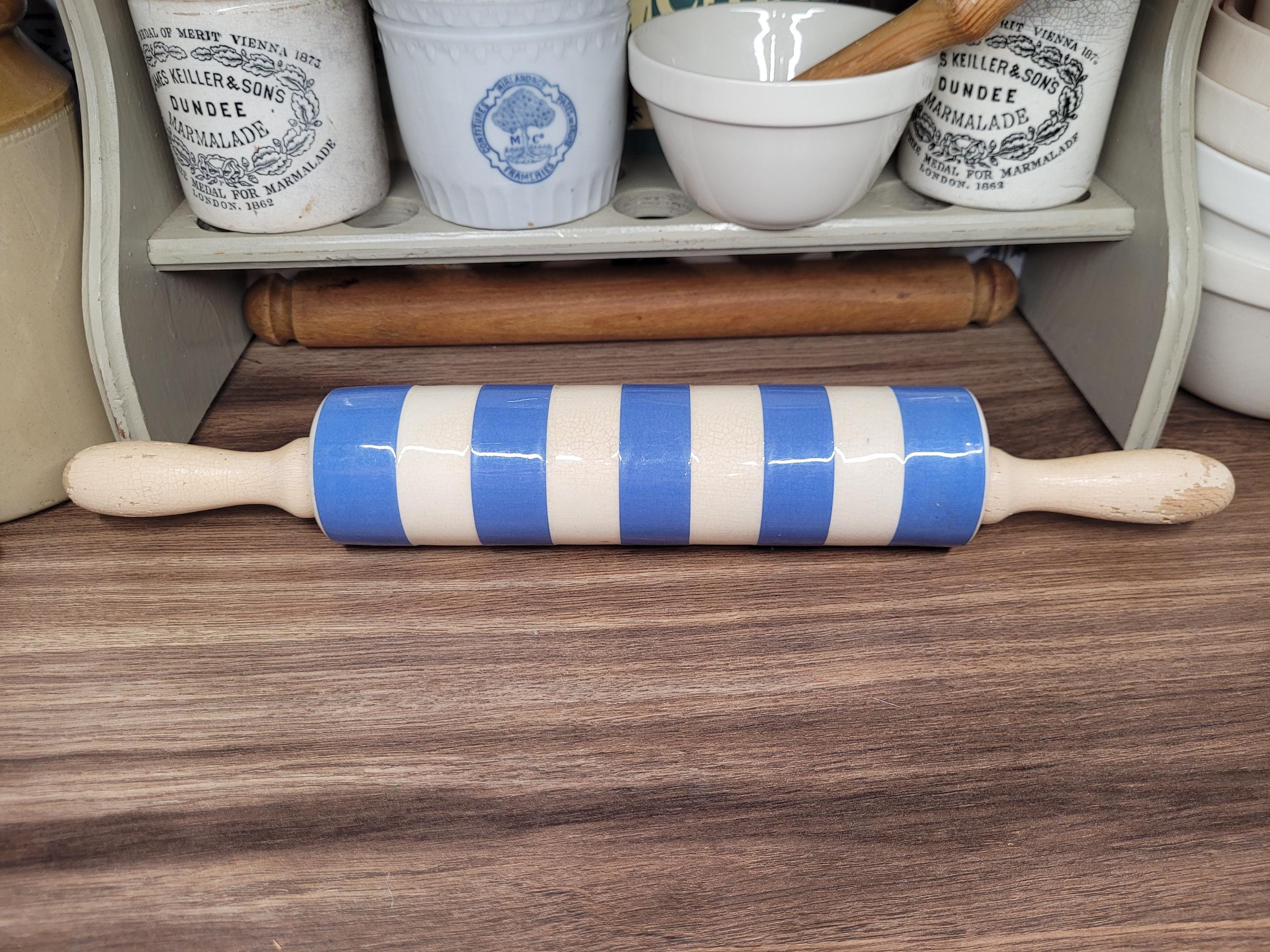 Vintage TG Green Cornishware Blue and White Rolling Pin, Authentic Green Shield TG Green Kitchenalia, Vintage Cornishware