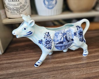 1960s Holland Cow Milk Jug Creamer Retro Kitchen Decor, Vintage Kitchenalia, Floral Cow