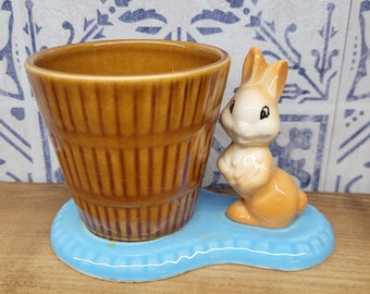 Eastgate Pottery Fauna Bud Vase Withernsea Bunny Rabbit, Mid Century, Kitsh Decor