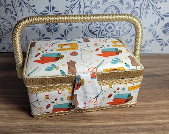 Vintage Style Travel Sewing Box, Sewing Box,  Vintage Sewing