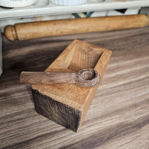Rustik primitiv stil kryddlåda, saltkar, köksredskap, vintage kitchenalia