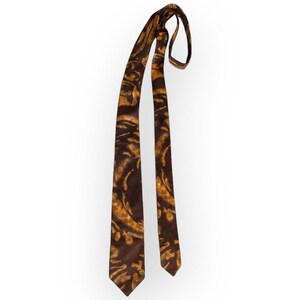 Rhodia Acetate Vintage 50s/60s Brown & Gold Abstract Skinny Tie Made in Italy