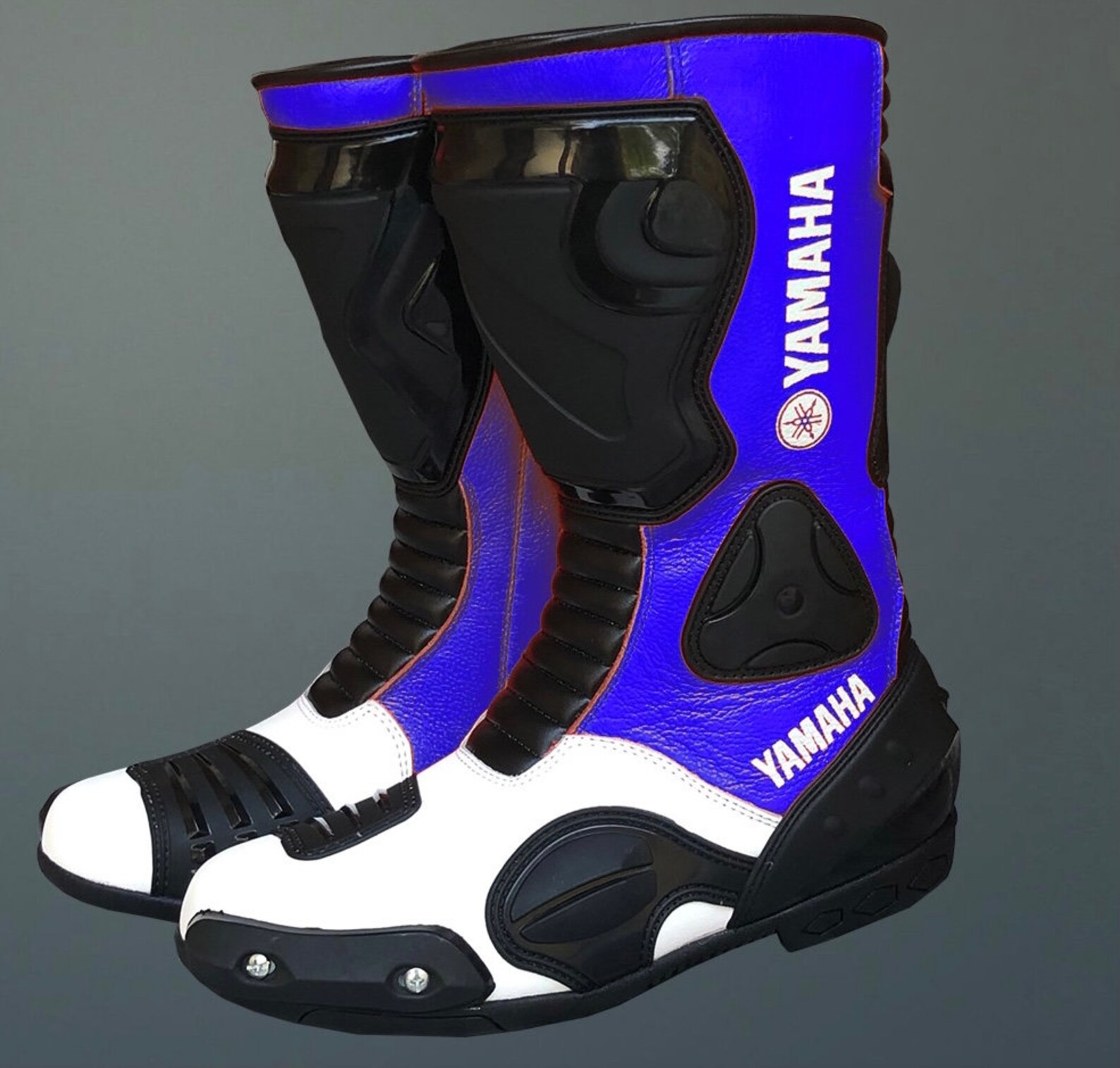 Yamaha LEATHER RACING Motorbike Shoes Motorcycle Boots Rubber Etsy