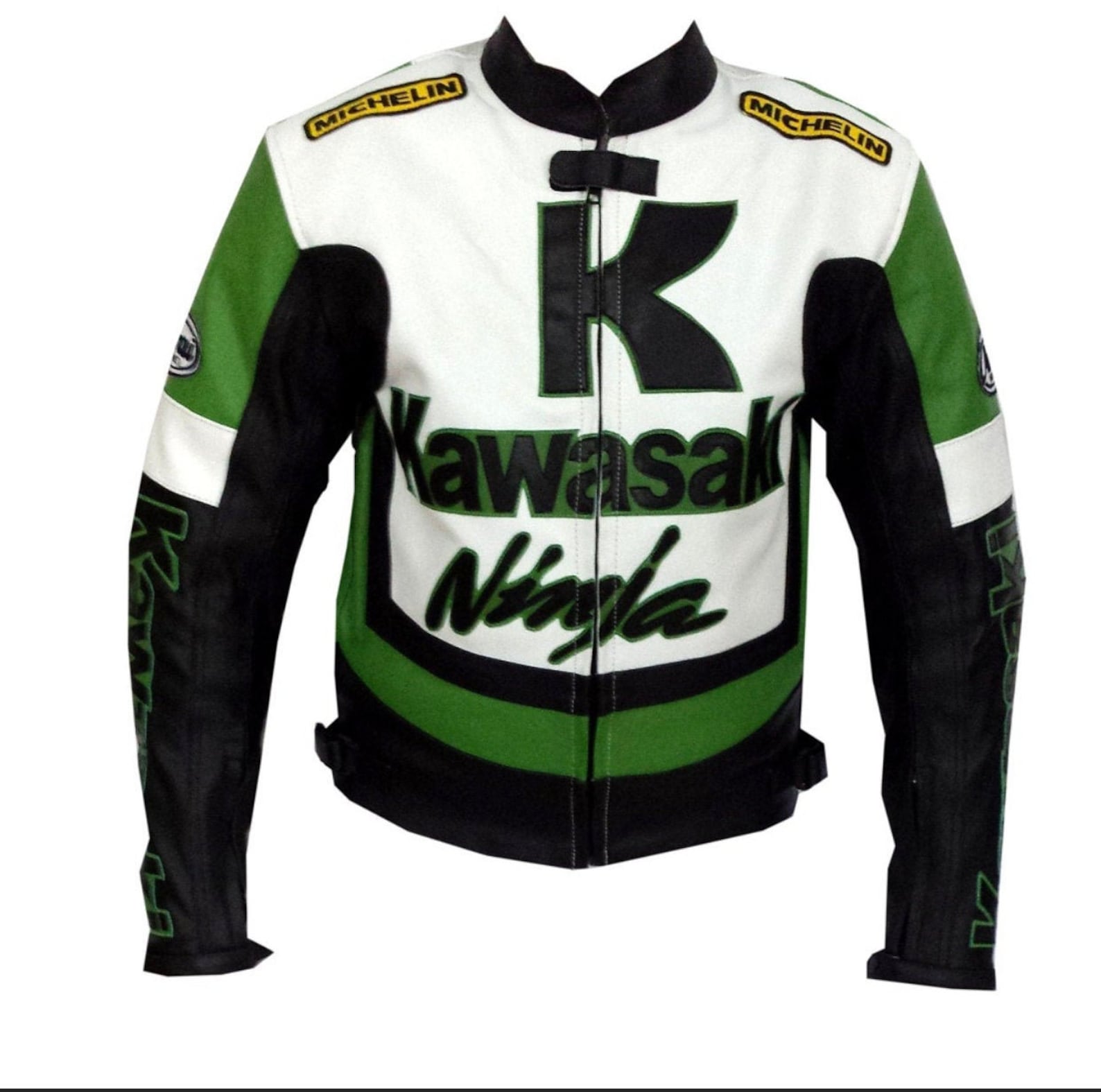 Men's Kawasaki Green white Motorcycle Leather Jacket Etsy