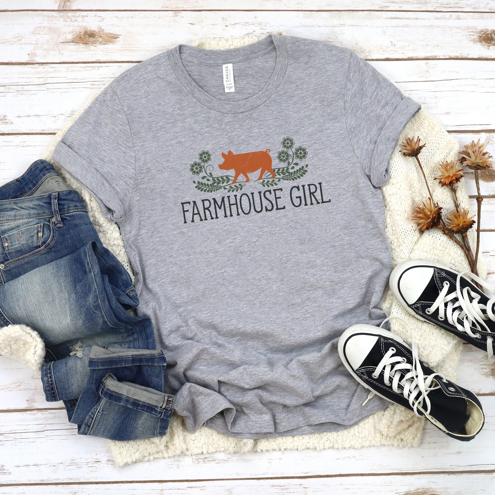 Farmhouse Girl Shirt Distressed Graphic Tee Farm Girl Etsy