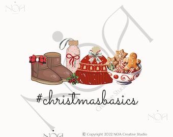 Cozy Christmas PNG, #christmasbasics Clipart, Cute Holiday Aesthetic Design, Winter Sublimation, Festive Cookies & Gifts, Xmas Shirt Design