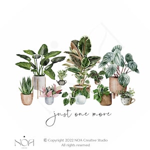 Plant Lover Watercolor Illustration: Potted Plants PNG (Digital Download) image 2