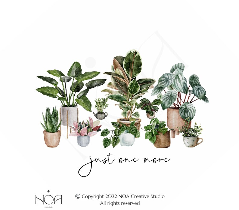 Plant Lover Watercolor Illustration: Potted Plants PNG (Digital Download) image 2