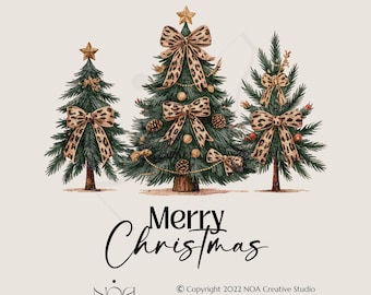 Leopard Print Christmas Tree Png, Leopard Print Coquette Bow, Leopard Christmas Sublimation, T-Shirt Christmas Print, Merry Christmas Png