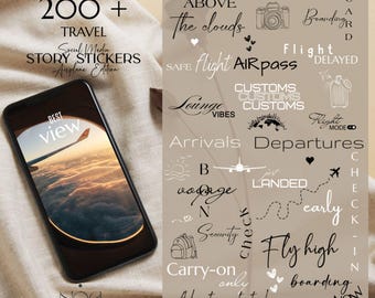 200+ Travel Story Stickers: Airplane & Airport Edition - Social Media Content Creator Pack