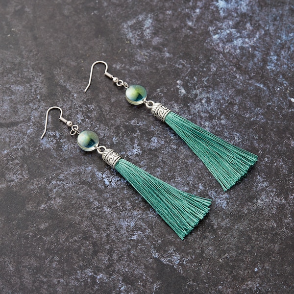 Tassel Earrings - Green