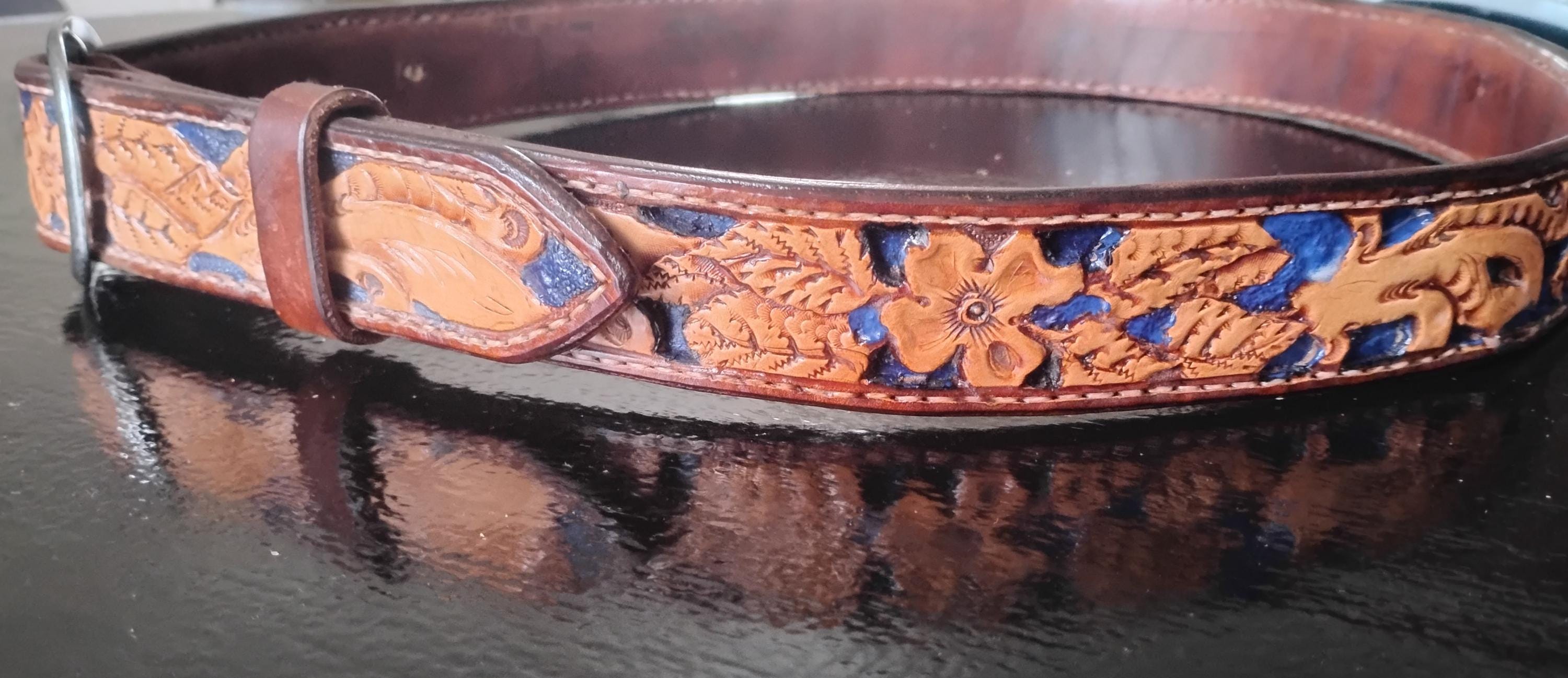 Hand Tooled Leather Filigree Belt - Etsy display picture 1