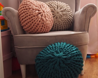 Pouf rotondo accogliente e caldo, pouf con cuscino decorativo per soggiorno, posti a sedere con cuscino per la casa di campagna