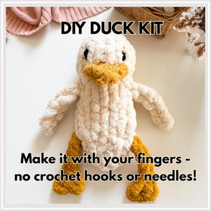 DIY-kit vingerbreien eend: pluche garen, zelfstudie QR-code