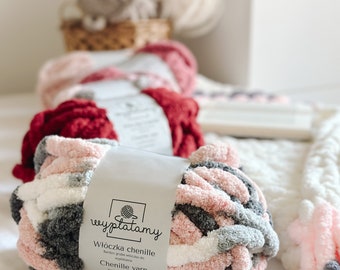 Super Bulky Chenille Yarn: Fluffy Arm Knitting Blanket Yarn