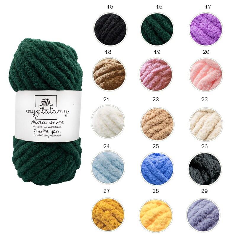 Chenille Yarn for Arm Knitting, Fluffy Yarn for Making Blankets, Super