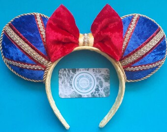 Luxury Woodland Princess Inspired Royal Blue Bright Red & Lemon Yellow Crushed Velvet Handmade Mouse Ears Headband
