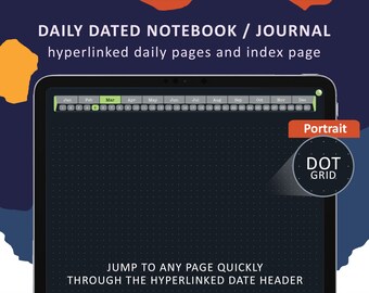Mall för digital anteckningstagning i mörkt läge, anteckningsbok för dagliga digitala porträtt för pricknät, Goodnotes Notability iPad-surfplatta, anteckningsbok för Cornell College