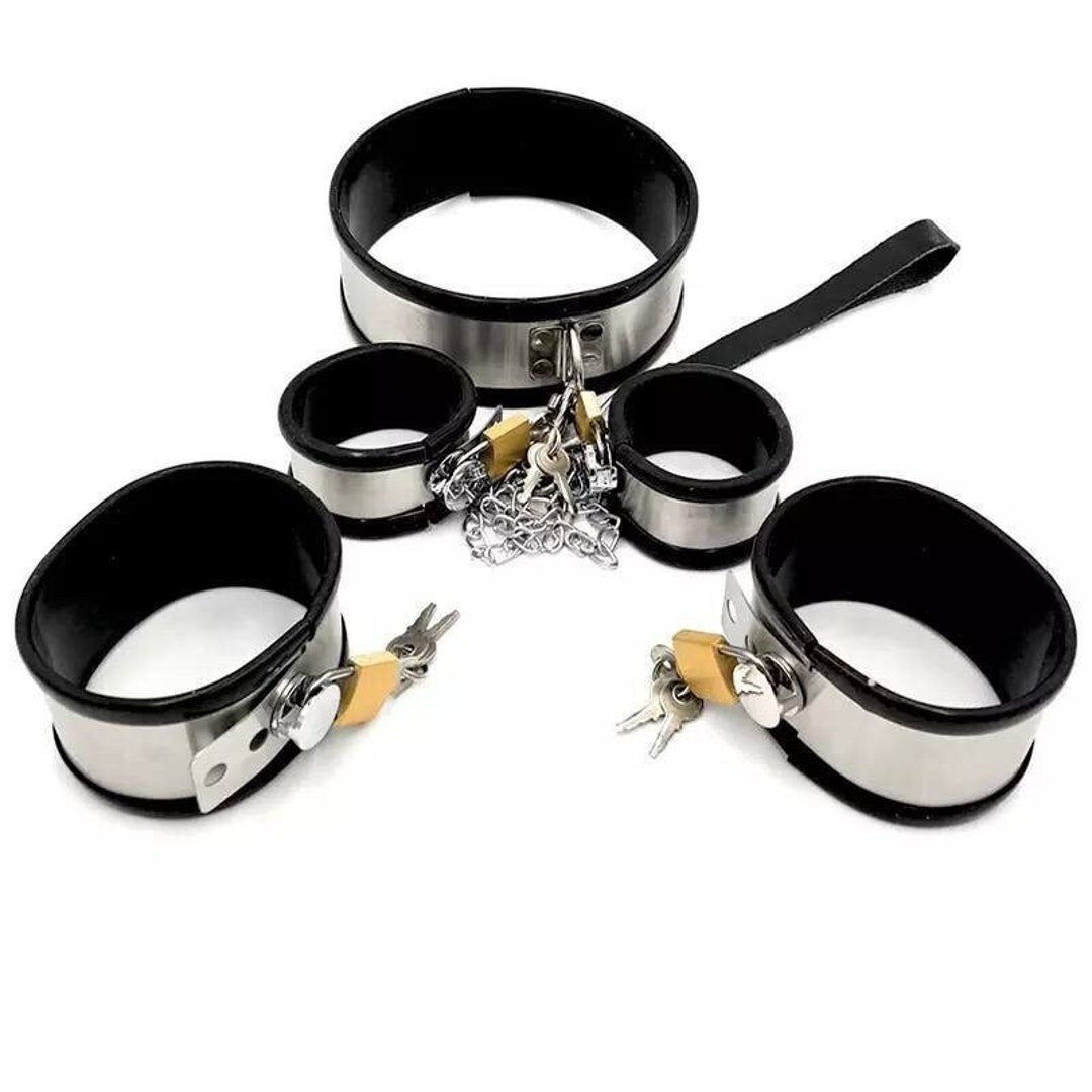 Stainless Steel Lockable Neck Collar Handcuffs Ankle Cuffs Etsy